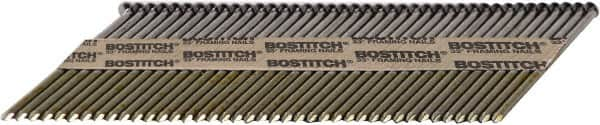 Stanley Bostitch - 11 Gauge 0.131" Shank Diam 3-1/4" Long Framing Nails for Power Nailers - Steel, Galvanized Finish, Smooth Shank, Angled Stick Paper Tape Collation, Round Head - Benchmark Tooling