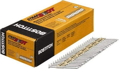 Stanley Bostitch - 10 Gauge 0.148" Shank Diam 2-1/2" Long Metal Connecting Nails for Power Nailers - Steel, Galvanized Finish, Smooth Shank, Angled Stick Paper Tape Collation, Round Head, Diamond Point - Benchmark Tooling