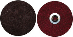 Norton - 4-1/2" Medium Grade Aluminum Oxide Deburring Disc - 5/8-11 Threaded Center Hole, Quick Change Connection, Maroon, 12,000 Max RPM - Benchmark Tooling