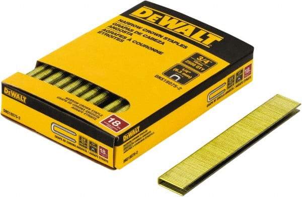 DeWALT - 3/4" Long x 1/4" Wide, 18 Gauge Crowned Construction Staple - Steel, Copper Finish, Chisel Point - Benchmark Tooling