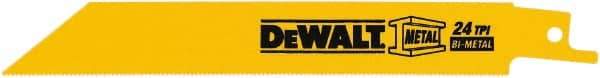 DeWALT - 4" Long x 3/4" Thick, Bi-Metal Reciprocating Saw Blade - Straight Profile, 24 TPI, Toothed Edge, Tang Shank - Benchmark Tooling