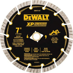 DeWALT - 7" Diam, 5/8" Arbor Hole Diam, 14 Tooth Wet & Dry Cut Saw Blade - Diamond Matrix, Fast Cutting Action, Standard Round Arbor - Benchmark Tooling