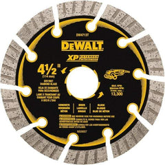 DeWALT - 4-1/2" Diam, 5/8" Arbor Hole Diam, 10 Tooth Wet & Dry Cut Saw Blade - Diamond Matrix, Fast Cutting Action, Standard Round Arbor - Benchmark Tooling