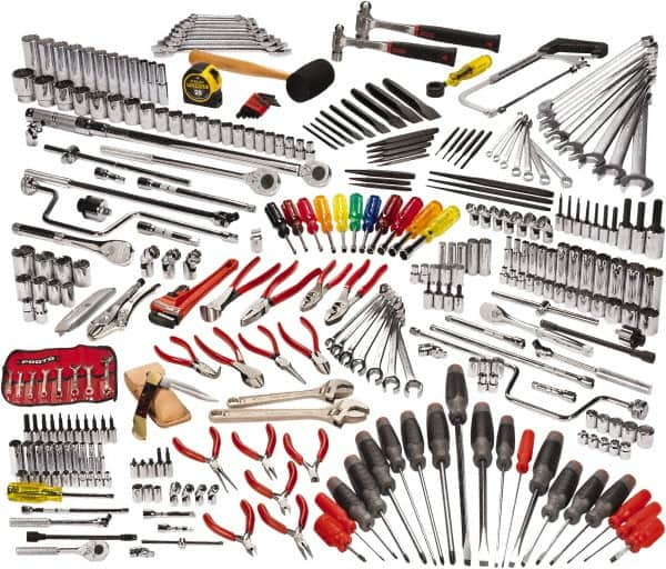 Proto - 334 Piece 1/4, 3/8 & 1/2" Drive Master Tool Set - Comes in Roller Cabinet - Benchmark Tooling