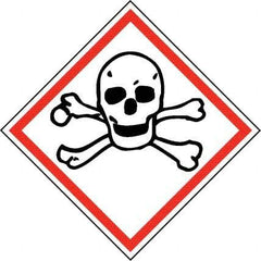 NMC - Hazardous Materials Label, Header: Toxic Warning - Legend: GHS - Graphic, English, Black & Red, 2" Long x 2" High, No Coating - Benchmark Tooling