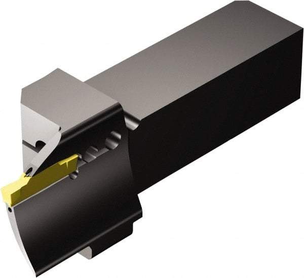 Sandvik Coromant - QS-R/LF123..C..E..-B, External, Left Hand, 20mm Max Depth of Cut, Indexable Grooving Tool Holder - N123H2-0400-0004-TF Insert Compatibility, 20mm Shank Height, 20mm Shank Width, 108.94mm OAL, Through Coolant - Benchmark Tooling