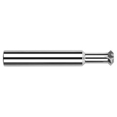 Double Angle Shank Cutters - 0.2500″ (1/4″) Cutter Diameter × 0.1250″ (1/8″) Width × 0.6250″ (5/8″) Neck Length Carbide Double Angle Shank Cutter, 4 Flutes - Exact Industrial Supply