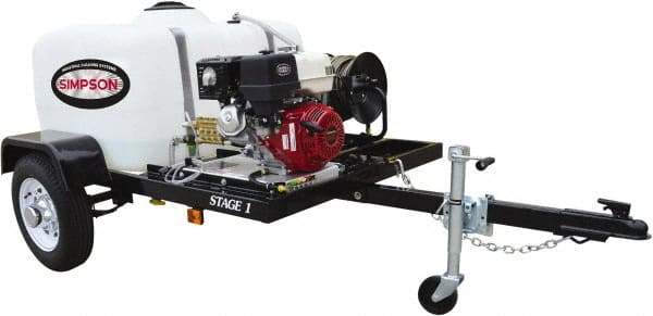 Simpson - Gas, 8.5 hp, 3,800 psi, 3.5 GPM, Cold Water Pressure Washer - CAT Triplex, 100' x 3/8" Hose - Benchmark Tooling