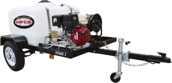 Simpson - Gas, 5.5 hp, 3,200 psi, 2.8 GPM, Cold Water Pressure Washer - CAT Triplex, 50' x 3/8" Hose - Benchmark Tooling