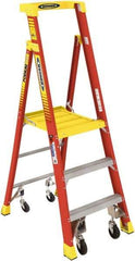 Werner - 2 Steps, 5' High, Type IA Rating, Fiberglass Step Ladder - 300 Lb Capacity, 26-3/8" Base Width - Benchmark Tooling