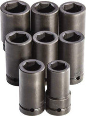 Proto - 8 Piece 1" Drive Full Polish Finish Deep Well Impact Socket Set - 6 Points, 27mm to 41mm Range, Metric Measurement Standard - Benchmark Tooling