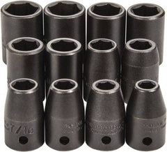 Proto - 12 Piece 1/2" Drive Full Polish Finish Impact Socket Set - 6 Points, 3/4" to 3/4" (8mm to 19mm) Range, Inch/Metric Measurement Standard - Benchmark Tooling