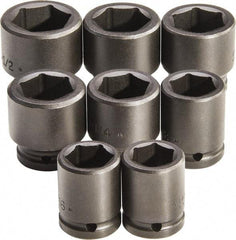 Proto - 8 Piece 3/4" Drive Standard Deep Impact Socket Set - 6 Points, 1 to 1-1/2", Inch Measurement Standard - Benchmark Tooling