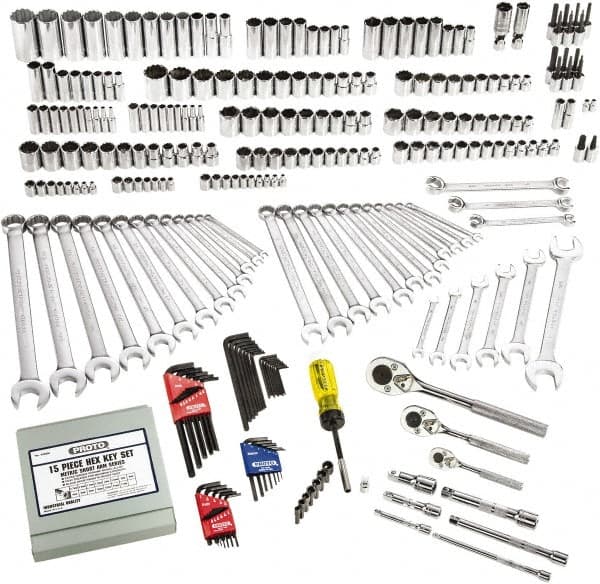 Proto - 302 Piece 1/4", 3/8" & 1/2" Drive Full Polish Finish Deep Well Socket Set - 6, 12 Points, 1/4" to 1-1/4" (4mm to 24mm) Range, Inch/Metric Measurement Standard - Benchmark Tooling