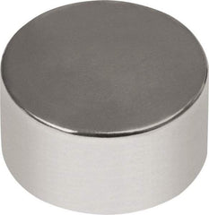 Mag-Mate - 3/8" Diam x 1/4" High Neodymium Rare Earth Magnet - 6.86 Lb Max Capacity, 180°F Max, Nickel Plated - Benchmark Tooling