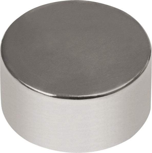 Mag-Mate - 1/4" Diam x 1/8" High Neodymium Rare Earth Magnet - 2.3 Lb Max Capacity, 180°F Max, Nickel Plated - Benchmark Tooling