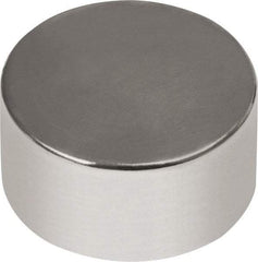 Mag-Mate - 1/4" Diam x 1/8" High Neodymium Rare Earth Magnet - 2.3 Lb Max Capacity, 180°F Max, Nickel Plated - Benchmark Tooling