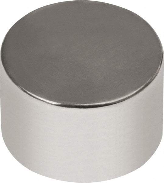 Mag-Mate - 1/4" Diam x 13/64" High Neodymium Rare Earth Magnet - 3.07 Lb Max Capacity, 180°F Max, Nickel Plated - Benchmark Tooling