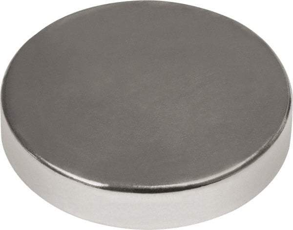 Mag-Mate - 1/2" Diam x 1/8" High Neodymium Rare Earth Magnet - 7.7 Lb Max Capacity, 180°F Max, Nickel Plated - Benchmark Tooling