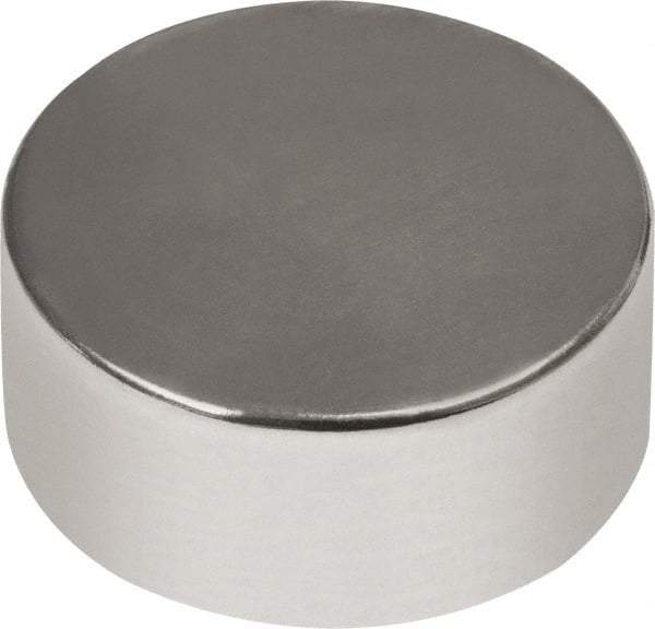 Mag-Mate - 3/4" Diam x 3/8" High Neodymium Rare Earth Magnet - 24 Lb Max Capacity, 180°F Max, Nickel Plated - Benchmark Tooling