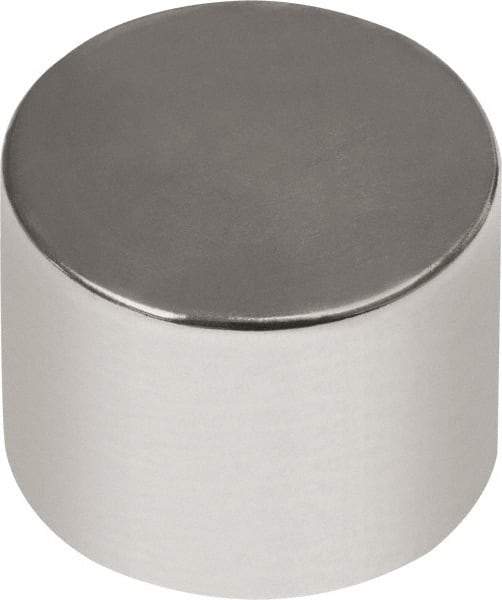 Mag-Mate - 1/2" Diam x 1/2" High Neodymium Rare Earth Magnet - 14.66 Lb Max Capacity, 180°F Max, Nickel Plated - Benchmark Tooling