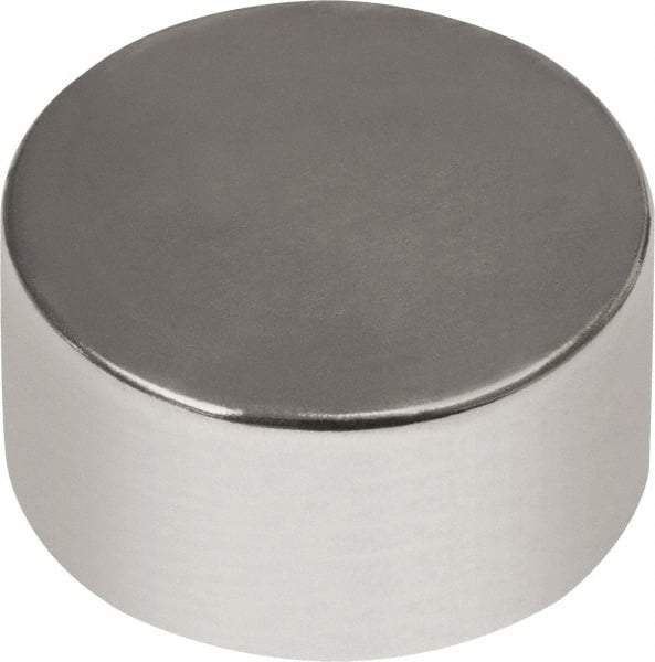 Mag-Mate - 1/2" Diam x 1/4" High Neodymium Rare Earth Magnet - 10.88 Lb Max Capacity, 180°F Max, Nickel Plated - Benchmark Tooling