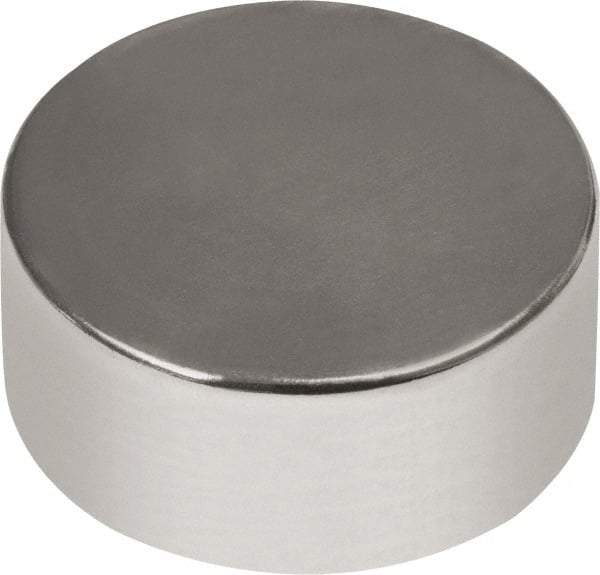 Mag-Mate - 1/2" Diam x 13/64" High Neodymium Rare Earth Magnet - 9.49 Lb Max Capacity, 180°F Max, Nickel Plated - Benchmark Tooling