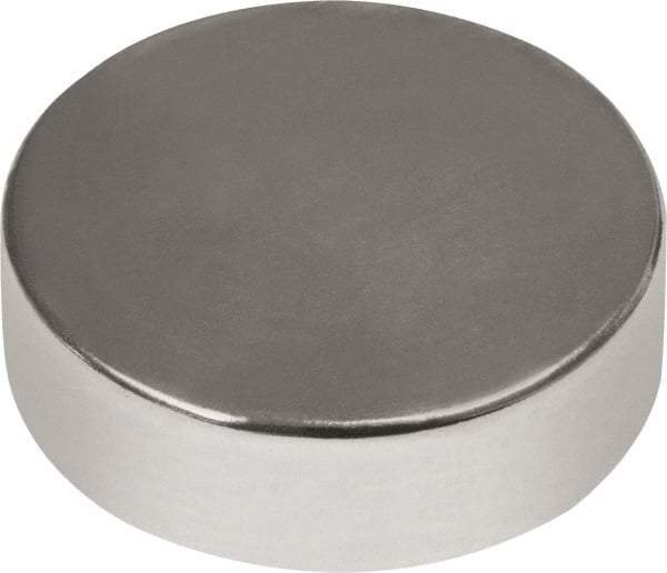 Mag-Mate - 1/2" Diam x 1/8" High Neodymium Rare Earth Magnet - 6.08 Lb Max Capacity, 180°F Max, Nickel Plated - Benchmark Tooling