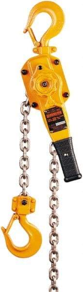 Harrington Hoist - 5,500 Lb Lifting Capacity, 15' Lift Height, Lever Hoist - Made from Chain, 81 Lb Avg Pull to Lift Rated Load, 1 Chain - Benchmark Tooling