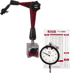 SPI - 0.001" Graduation, 1" Max Meas, 0-100 Dial Reading, Dial Indicator & Base Kit - 2-5/16" Base Length x 2-3/8" Base Width x 2 & 2-5/32" Base Height - Benchmark Tooling