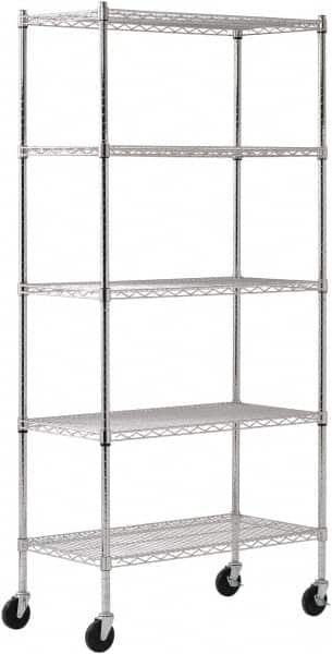 Sandusky Lee - 5 Shelf Wire Shelving Unit - 36" Wide x 18" Deep x 72" High, - Benchmark Tooling