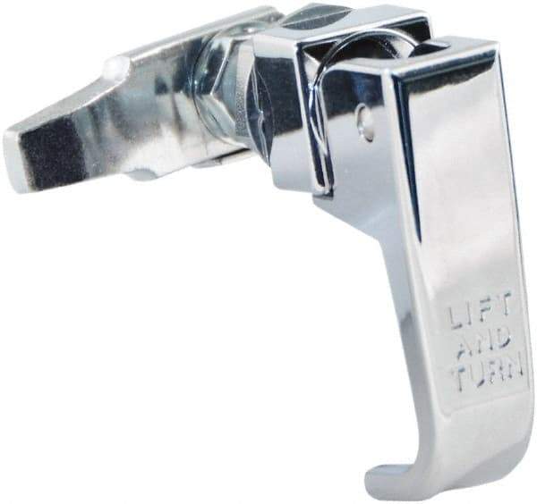 Made in USA - 2-1/4" Long x 3/4" Wide x 2.78" High, Lift & Turn Compression Latch - Zinc Plated Steel, with Polished Chrome Finish - Benchmark Tooling