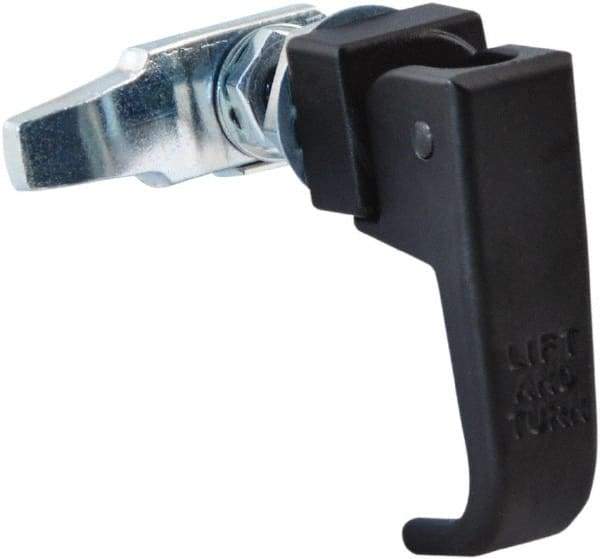 Made in USA - 2-1/4" Long x 3/4" Wide x 2.78" High, Lift & Turn Compression Latch - Zinc Plated Steel, with Black Powder Coat Finish - Benchmark Tooling