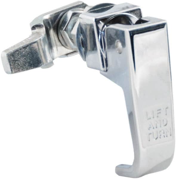 Made in USA - 2-1/4" Long x 3/4" Wide x 2.78" High, Lift & Turn Compression Latch - Zinc Plated Steel, with Polished Chrome Finish - Benchmark Tooling