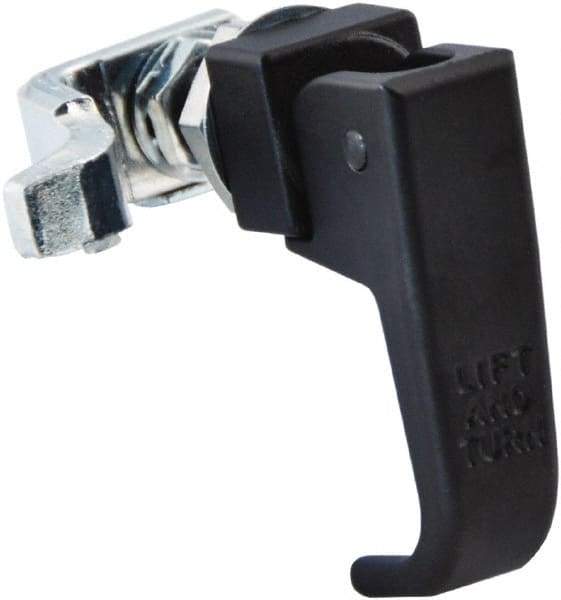 Made in USA - 2-1/4" Long x 3/4" Wide x 2.78" High, Lift & Turn Compression Latch - Zinc Plated Steel, with Black Powder Coat Finish - Benchmark Tooling