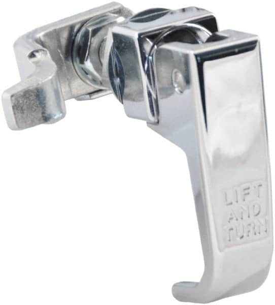 Made in USA - 2-1/4" Long x 3/4" Wide x 2.78" High, Lift & Turn Compression Latch - Zinc Plated Steel, with Polished Chrome Finish - Benchmark Tooling
