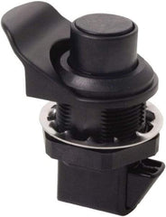 Made in USA - 2.07" Long x 1.13" Wide x .98" High, Push Knob Latch - Plastic, with Black Finish - Benchmark Tooling