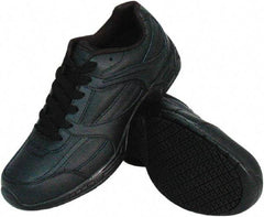 Genuine Grip - Men's Size 7 Medium Width Plain Work Shoe - Black, Leather Upper, Rubber Outsole, 4" High, Dielectric, Non-Slip - Benchmark Tooling