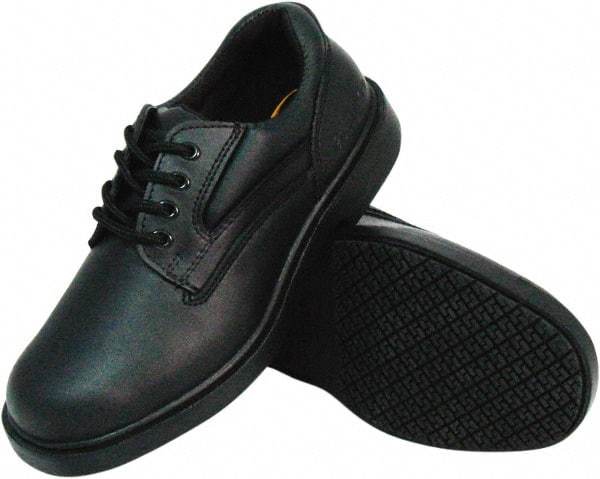 Genuine Grip - Men's Size 8 Medium Width Plain Work Shoe - Black, Leather Upper, Rubber Outsole, 4" High, Dielectric, Non-Slip - Benchmark Tooling