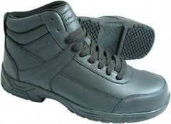 Genuine Grip - Unisex Size 7.5 Medium Width Steel Work Boot - Black, Leather Upper, Rubber Outsole, 6" High, Dielectric, Non-Slip - Benchmark Tooling