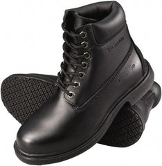 Genuine Grip - Men's Size 11.5 Wide Width Plain Work Boot - Black, Leather Upper, Rubber Outsole, 6" High, Dielectric, Non-Slip, Waterproof - Benchmark Tooling