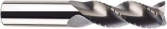 SGS - 5/16" Diam, Coarse Pitch, 1" LOC, 3 Flute Solid Carbide 0.02" Corner Radius Roughing End Mill - Uncoated, 3" OAL, 5/16" Shank Diam, Single End, Centercutting, 38° Helix - Benchmark Tooling