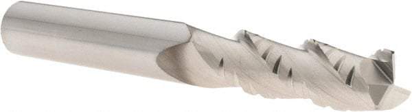 SGS - 1/2" Diam, Coarse Pitch, 1-5/8" LOC, 3 Flute Solid Carbide 0.03" Corner Radius Roughing End Mill - TiB2 Finish, 4" OAL, 1/2" Shank Diam, Single End, Centercutting, 38° Helix - Benchmark Tooling