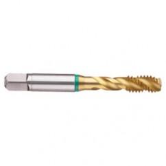 10-24 2B 3-Flute Cobalt Green Ring Semi-Bottoming 40 degree Spiral Flute Tap-TiN - Benchmark Tooling