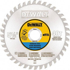 DeWALT - 5-1/2" Diam, 25/32" Arbor Hole Diam, 40 Tooth Wet & Dry Cut Saw Blade - Steel, Crosscutting Action, Standard Round Arbor - Benchmark Tooling