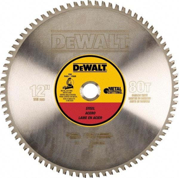 DeWALT - 12" Diam, 1" Arbor Hole Diam, 80 Tooth Wet & Dry Cut Saw Blade - Steel, Crosscutting Action, Standard Round Arbor - Benchmark Tooling