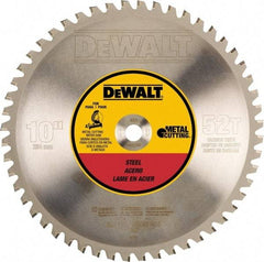 DeWALT - 10" Diam, 5/8" Arbor Hole Diam, 52 Tooth Wet & Dry Cut Saw Blade - Steel, Crosscutting Action, Standard Round Arbor - Benchmark Tooling