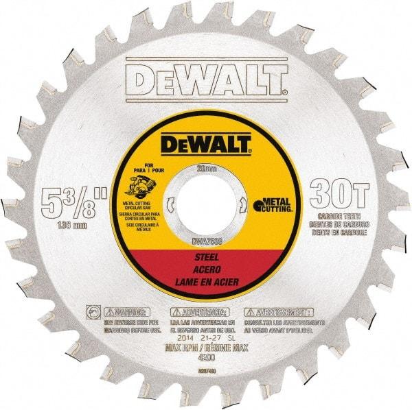 DeWALT - 5-3/8" Diam, 25/32" Arbor Hole Diam, 30 Tooth Wet & Dry Cut Saw Blade - Steel, Crosscutting Action, Standard Round Arbor - Benchmark Tooling