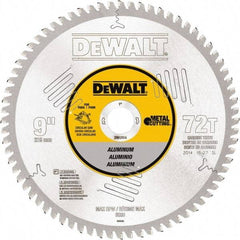 DeWALT - 9" Diam, 1" Arbor Hole Diam, 72 Tooth Wet & Dry Cut Saw Blade - Steel, Crosscutting Action, Standard Round Arbor - Benchmark Tooling