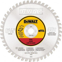 DeWALT - 6-1/2" Diam, 5/8" Arbor Hole Diam, 48 Tooth Wet & Dry Cut Saw Blade - Steel, Crosscutting Action, Standard Round Arbor - Benchmark Tooling